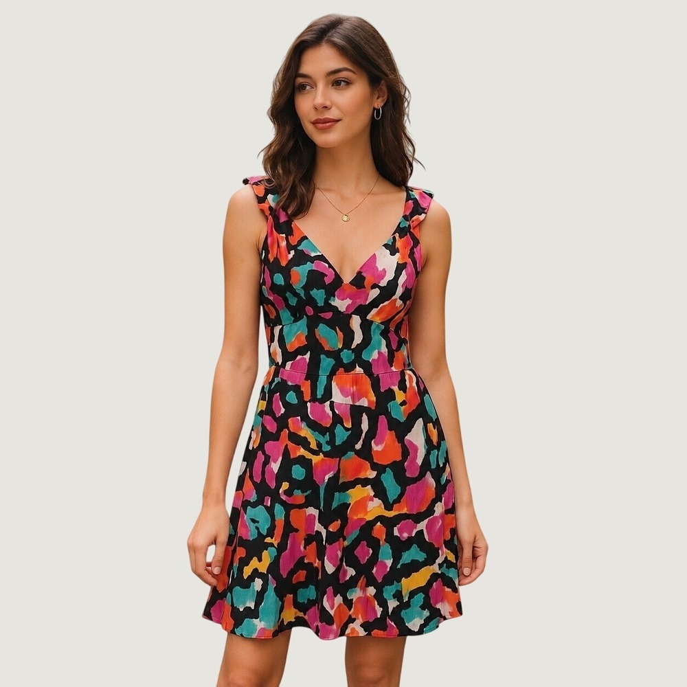 Nanette Lapore Women's Silk Blend Colorful Floral Sleeveless Dress Size Small